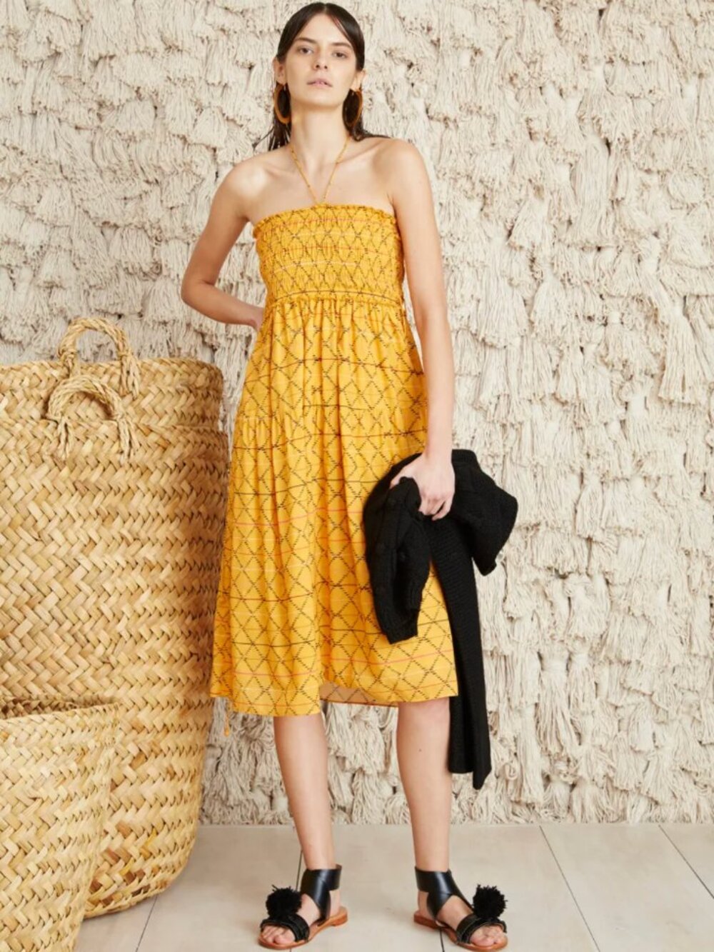 Apiece Apart Diamante Printed Smocked Dress